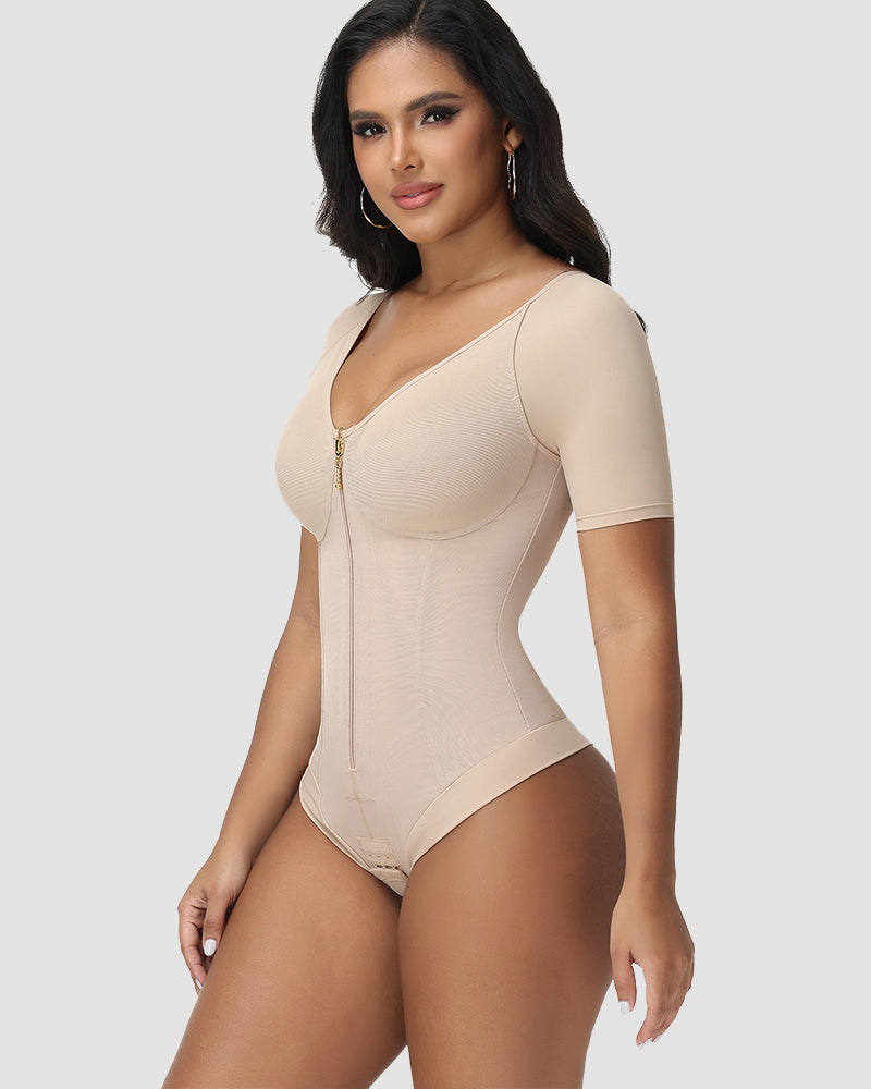 Shapshe® Short-Sleeve Tummy Control Thong Bodysuit