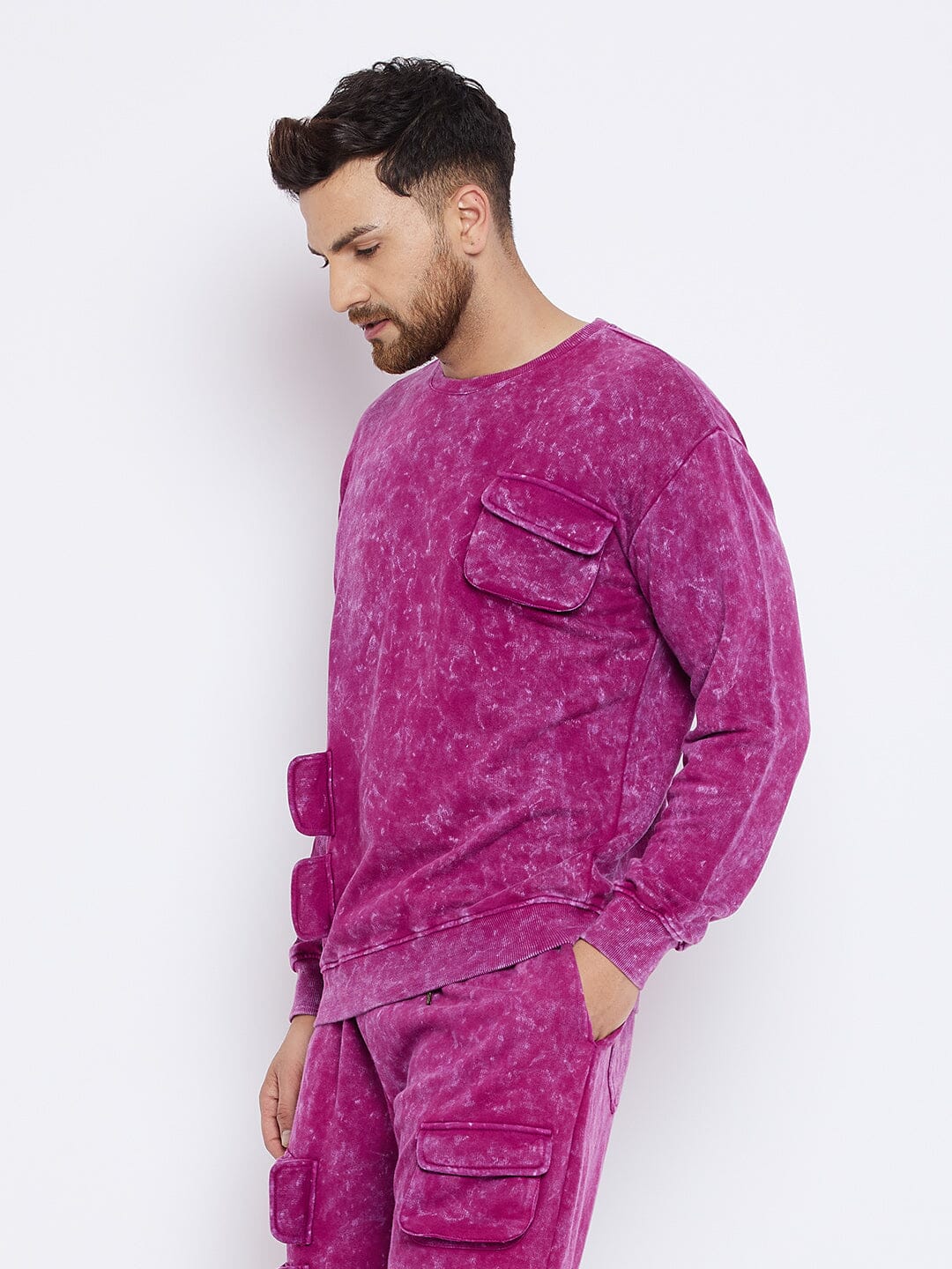 Magenta Washed Oversized Sweatshirt