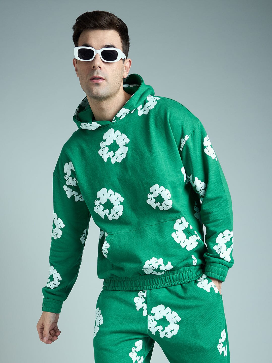 Green Floral Oversized Hoodie