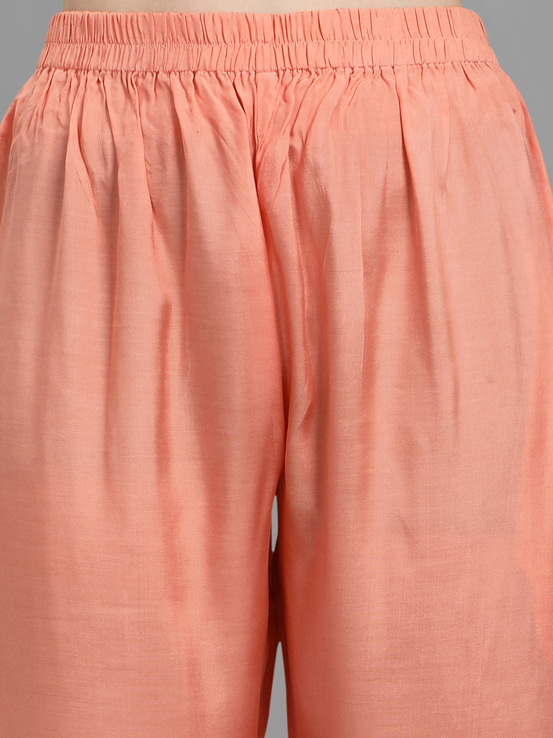 Peach Jacquard Bandhani Kurta