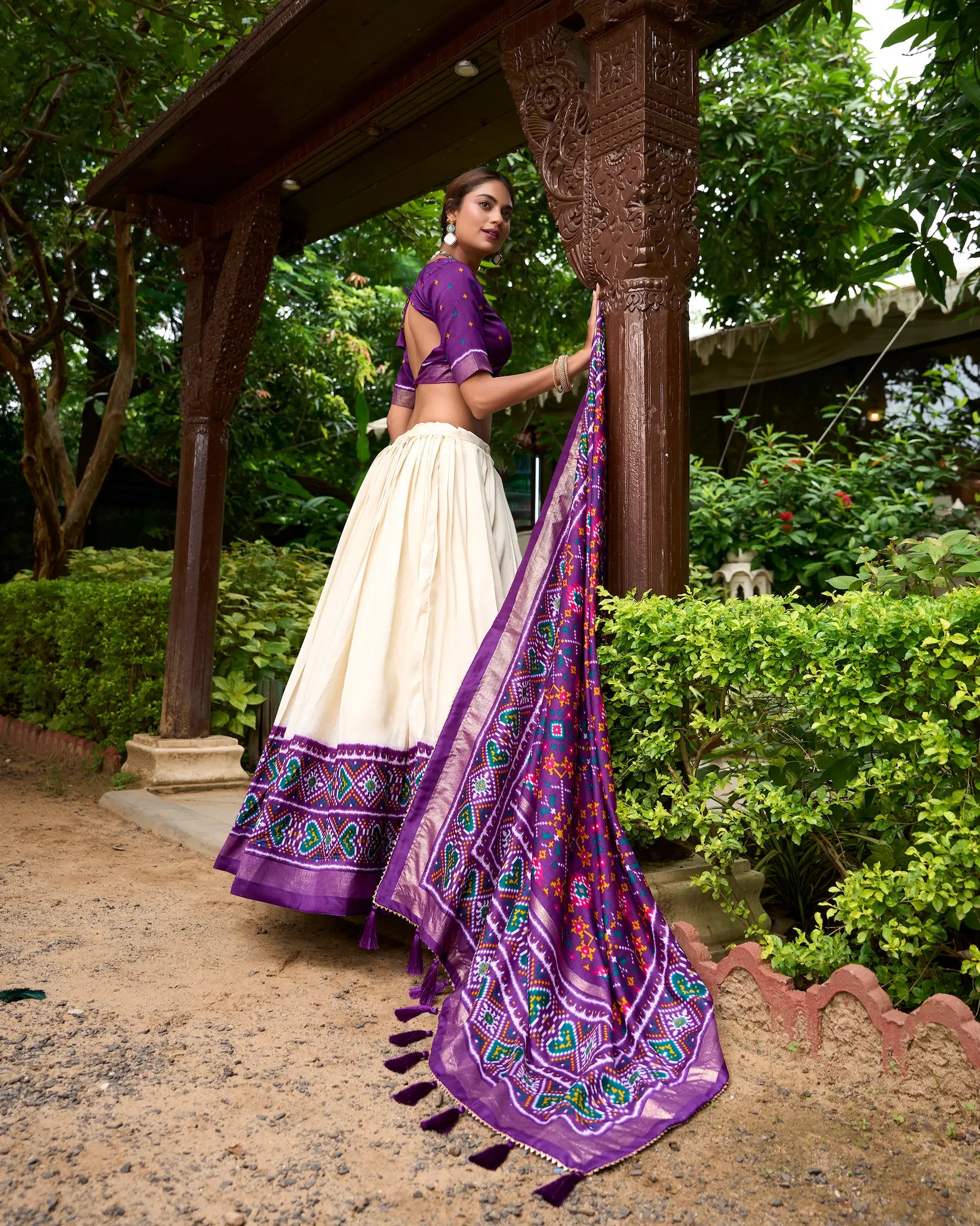 Purple Tussar Silk Patola Printed Lehenga Choli | Ready To Wear - qivii