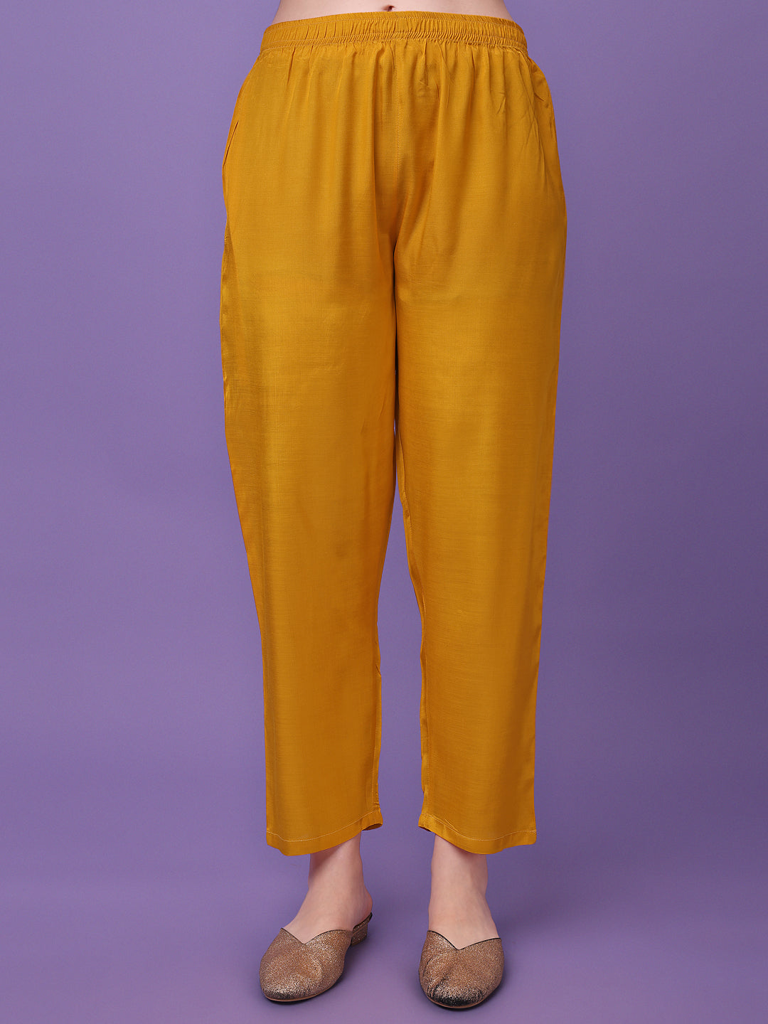 Golden Yellow Jacquard Kurta Suit Set - qivii