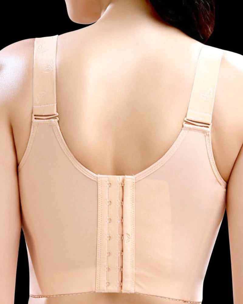 Women Side Support Longline Corset Wire-free Push Up Bra Adjustable Wide Straps - By Qivii