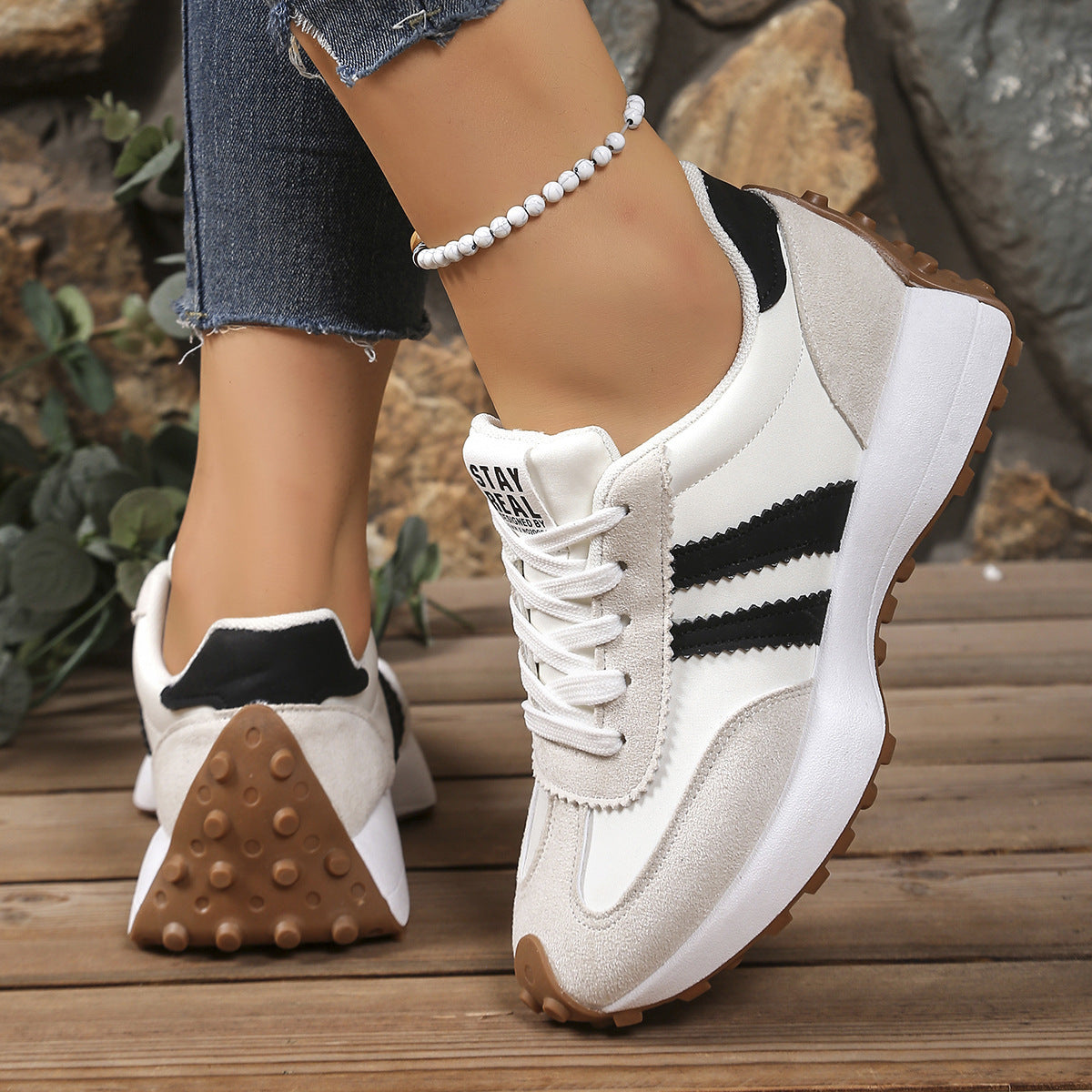 Women's Athena Curve Chunky Retro Runner Sneakers – Extended-Size Vintage Dad Walking Shoes with Sculpted Waist (US 5–11.5)
