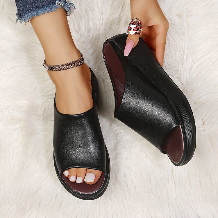 Women's Elowen Peep-Toe Platform Wedge Slide Sandals - Elevated Summer Comfort Slides (US 4-11)