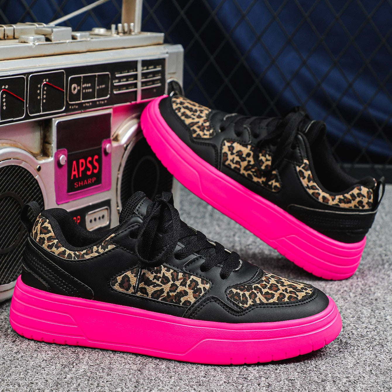 WildStride Leopard Print Platform Casual Skate Sneakers – Unisex Outdoor Shoes (US4–11.5)