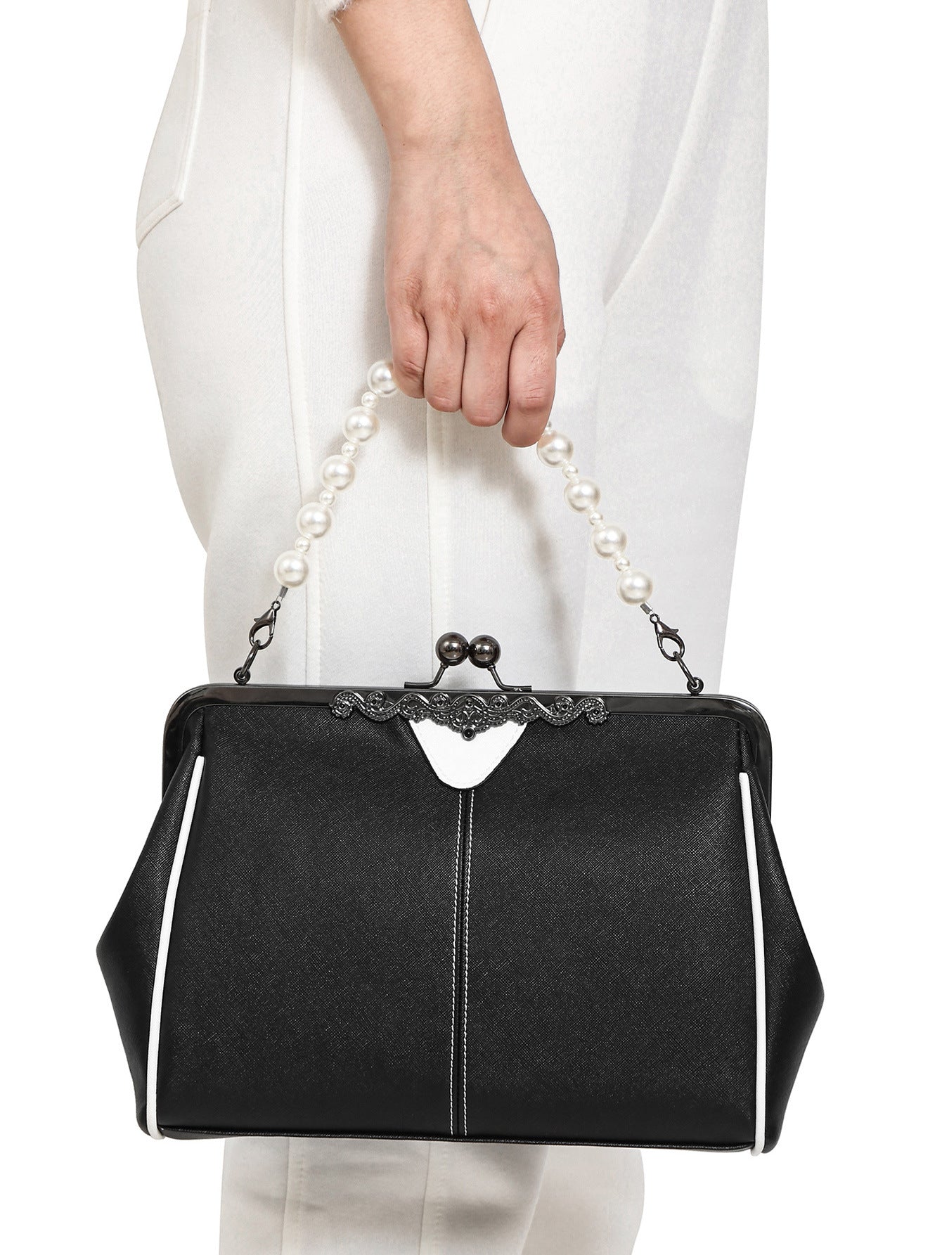 Women's British Vintage Oversized Bag – Multi-Way Shoulder/Tote Bag with Clip Closure