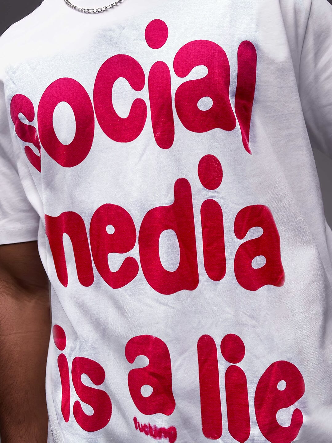 White Social Media Oversized Tshirt
