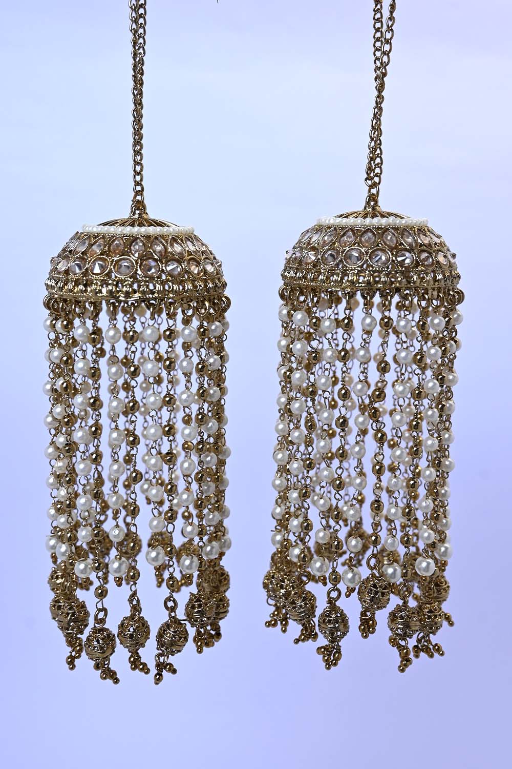 Aparna Copper Polki Gold Plated Pearl Hanging Kalire - qivii