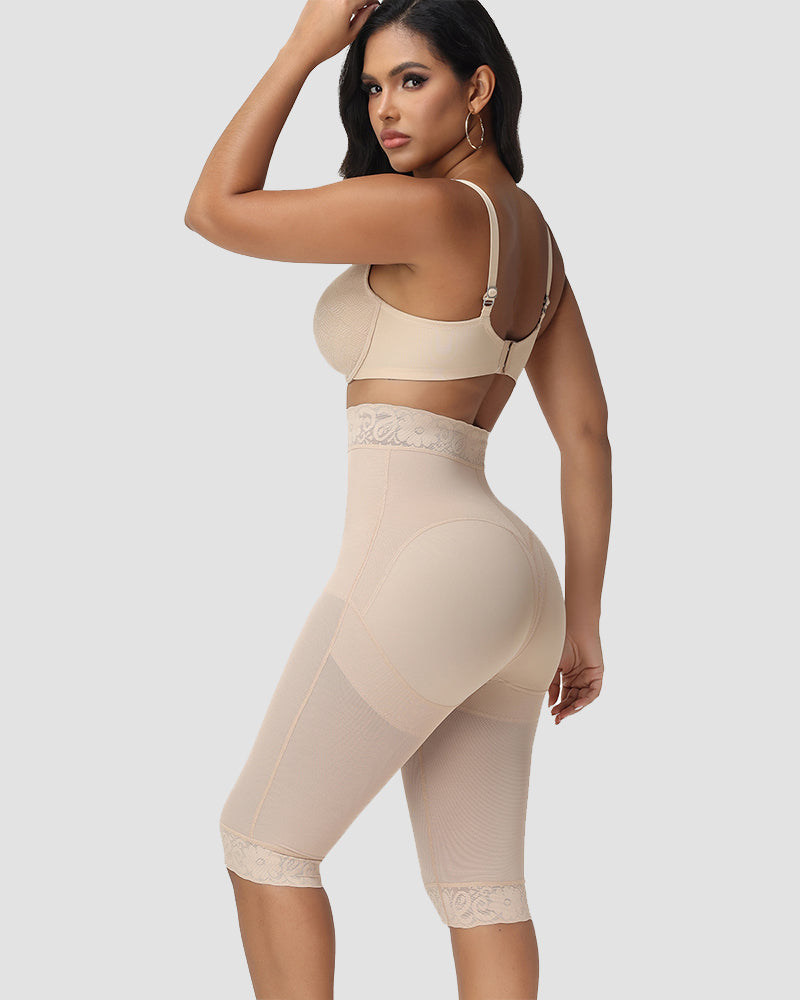 Shapshe® High Waisted Lace Trim Tummy Control Thigh Slimmer