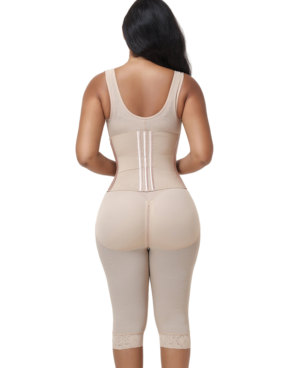 Double Compression Tummy Control Mid-length Shapewear with Detachable Waist Trainer