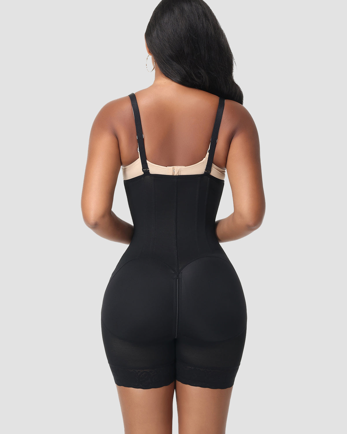 Extra Firm Hourglass Waist Tummy Control Zipper Shapewear with Lace