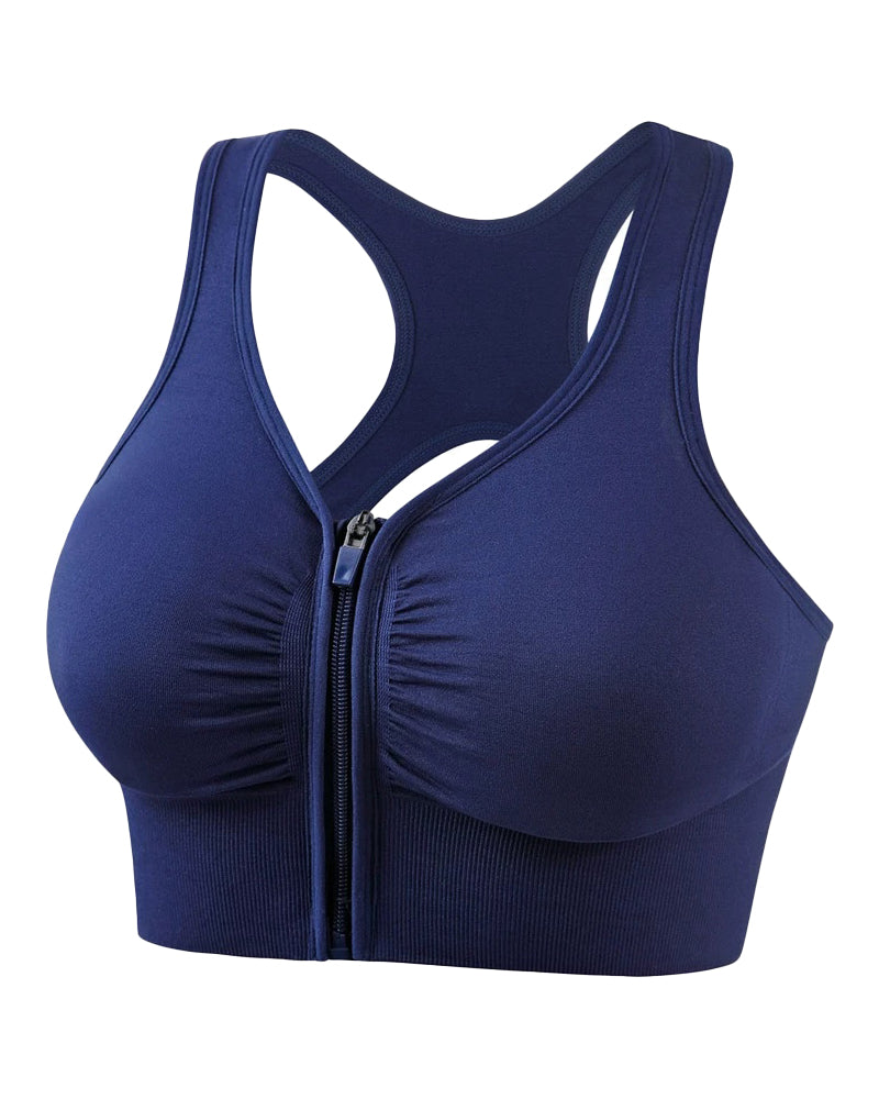 Women's Shockproof Push up Bra Hollow Back with Front Zipper - By Qivii
