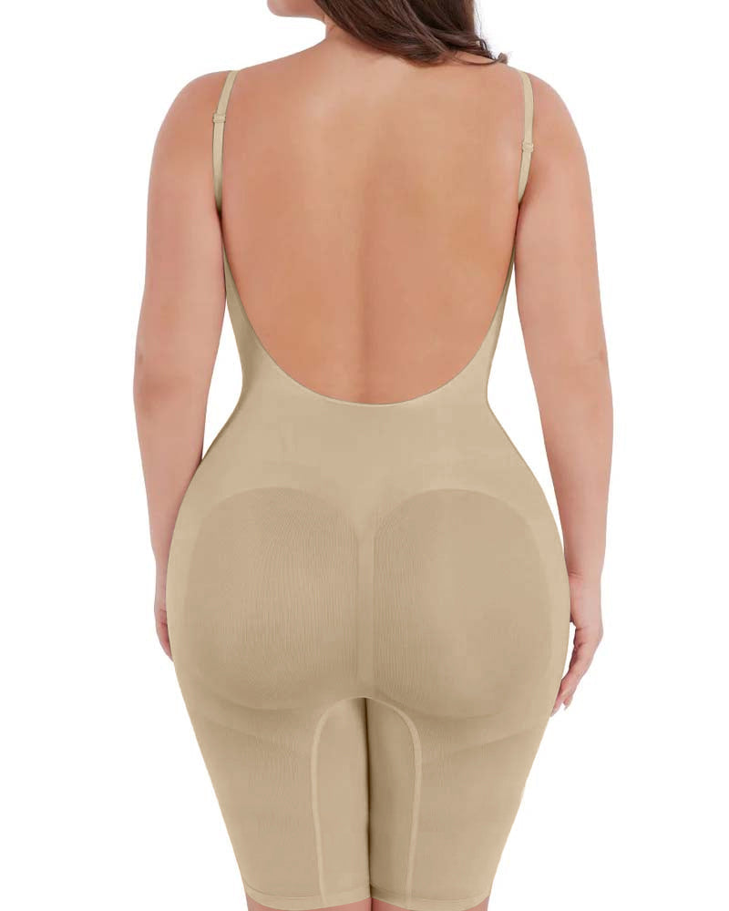 Seamless Backless Mid Length Tummy Control Shapewear Bodysuit