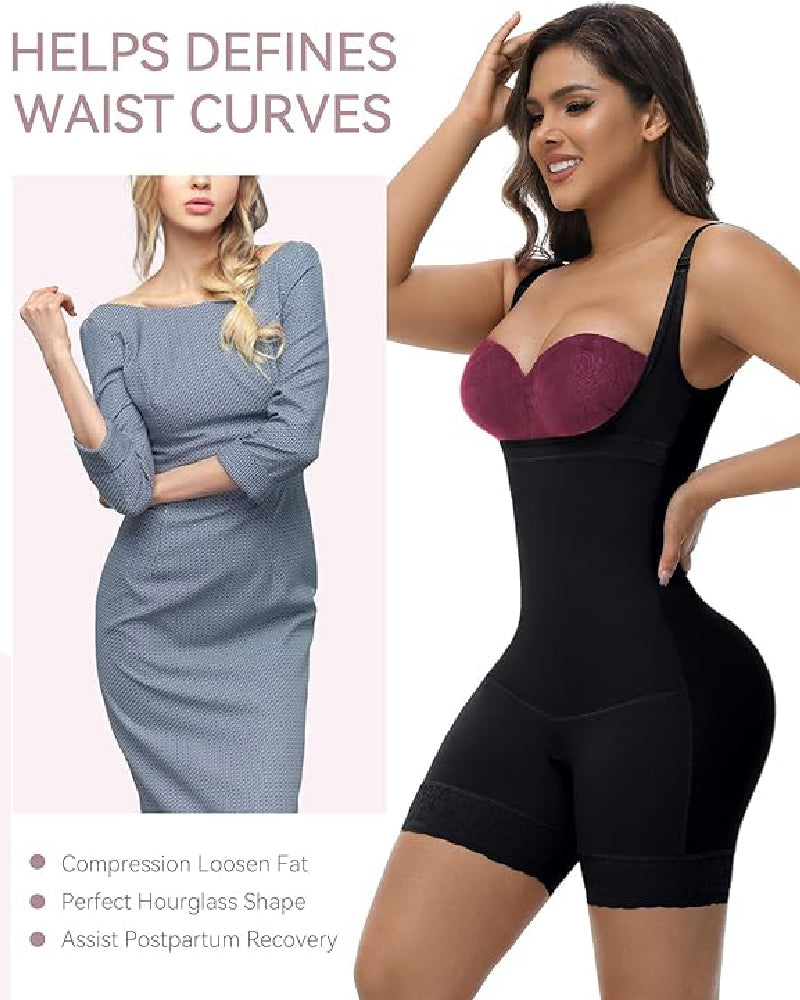 Shapshe® Tummy Control Open Bust Butt Lifter Bodysuits Shapewear - By Qivii