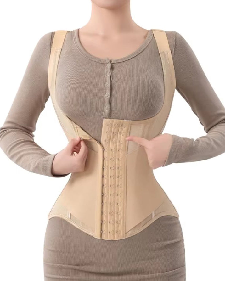 Fajas Colombianas Double Layer Tummy Control Steel Boned Waist Trainer Vest