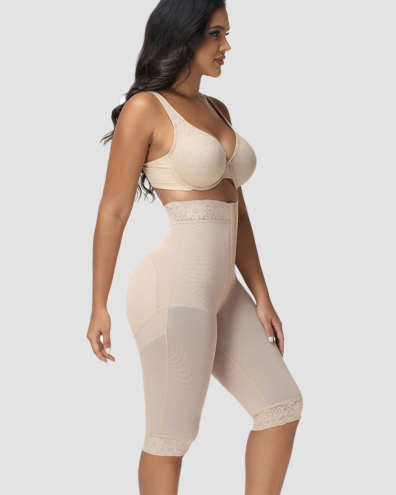 Shapshe® High Waisted Lace Trim Tummy Control Thigh Slimmer