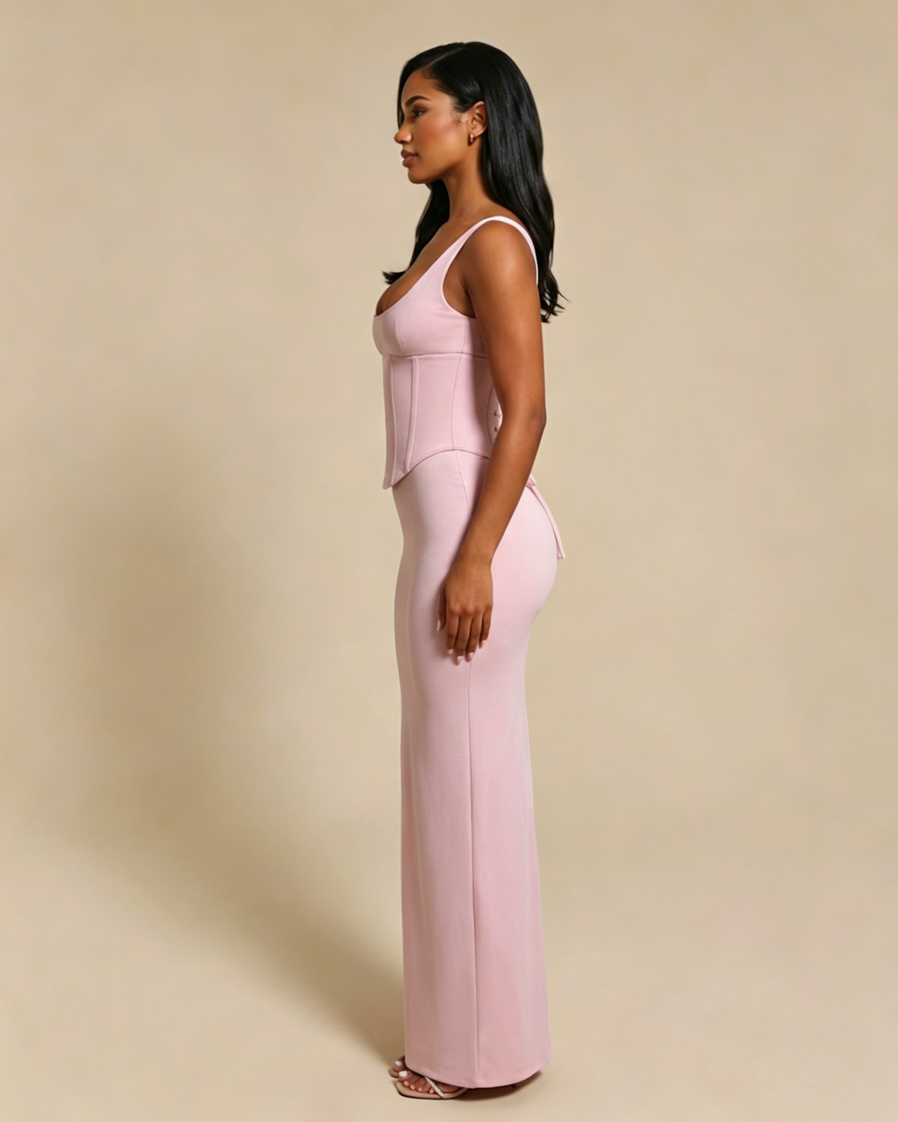 Hourglass Figure Body Shaper The Corset Maxi Dress Two-Piece Set - By Qivii