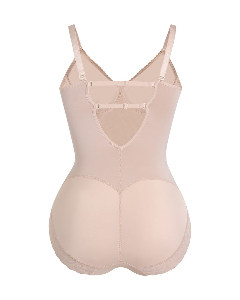 Shapshe® Lace Trimmed Built In Bra Tummy Tuck Shapewear Bodysuit