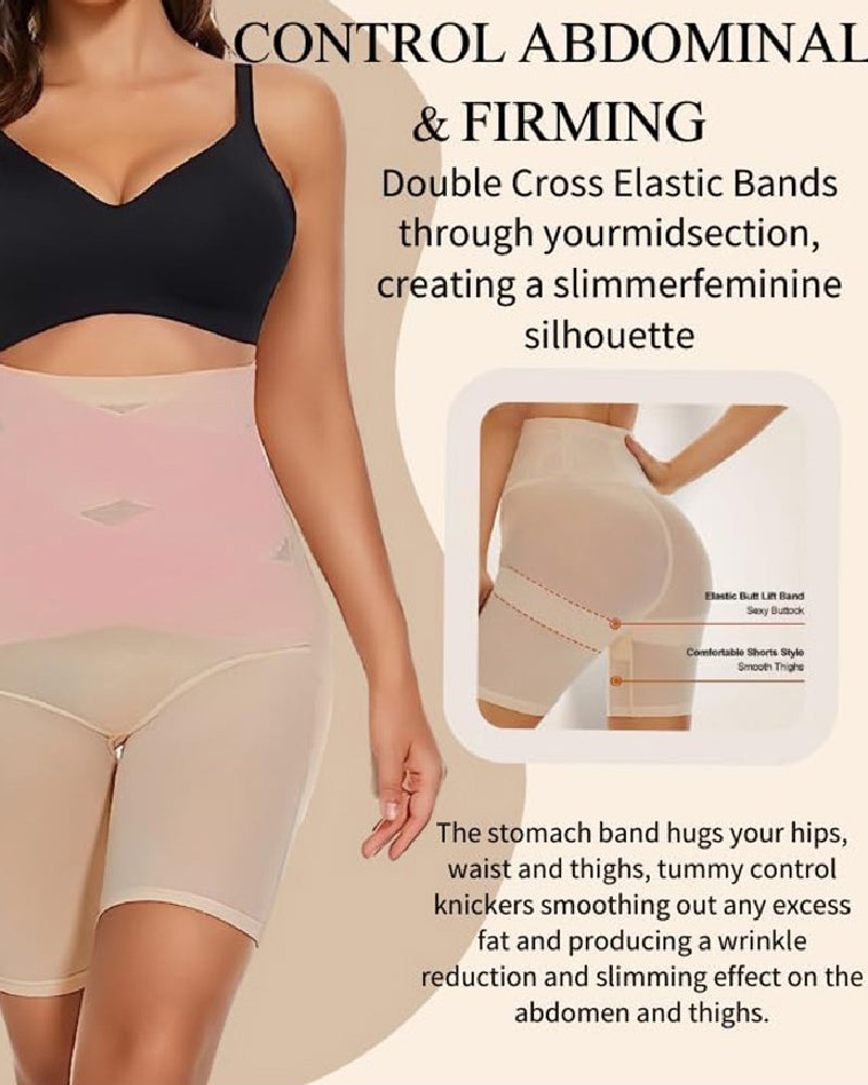 Mesh High Waist Tummy Control Underwear Postpartum Recovery Slimming Shaping Shorts - By Qivii