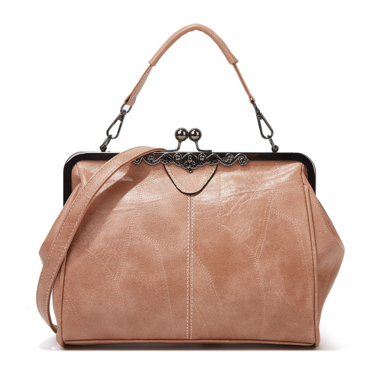 Women's British Vintage Oversized Bag – Multi-Way Shoulder/Tote Bag with Clip Closure