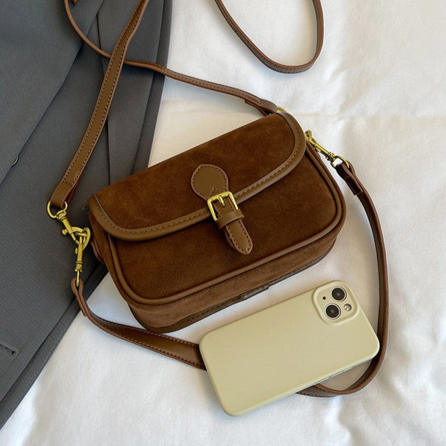 Women's Saddle Luxe Sling Bag - Matte Vintage Crossbody with Signature Buckle & Adjustable Wear