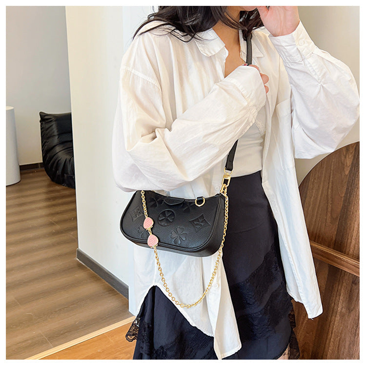 Women's Heritage Print Satchel – Mini Convertible Mahjong Bag with Artisan Monogram & Chain Strap