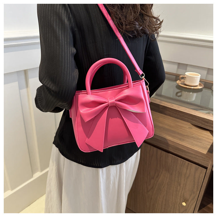 Women’s Bow-Adorned Bucket Bag - Niche-Design Mini Crossbody & Top Handle Purse for Urban Minimalist Style