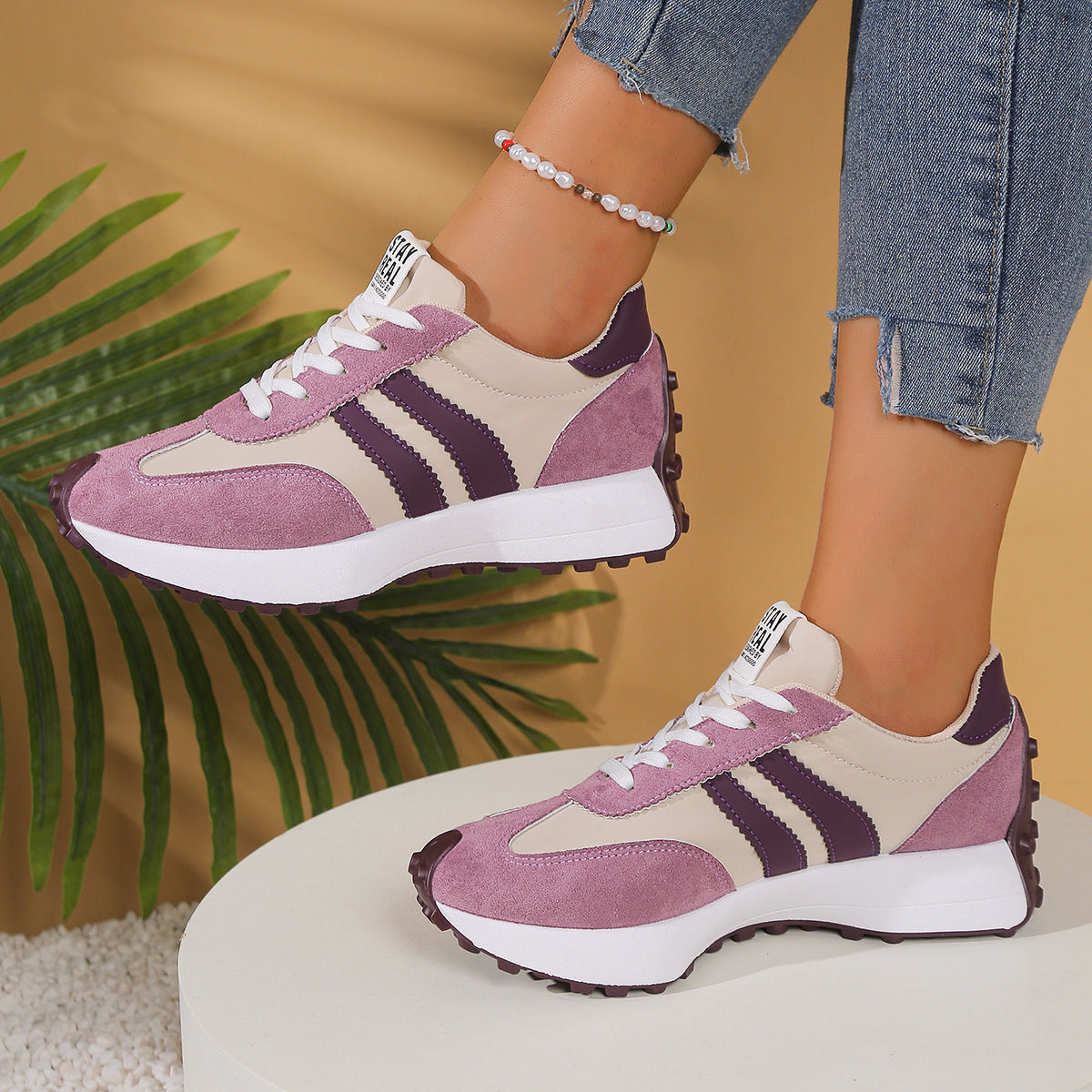 Women's Athena Curve Chunky Retro Runner Sneakers – Extended-Size Vintage Dad Walking Shoes with Sculpted Waist (US 5–11.5)