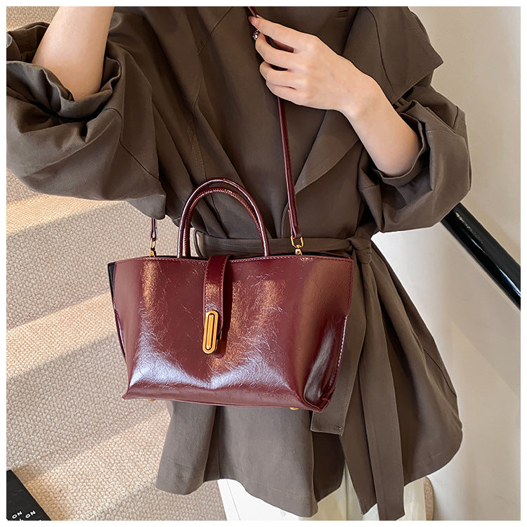 Women's Polished Commuter Tote - Textured Leather Convertible Work Bag | Spacious Crossbody to Handheld Carryall for Professionals