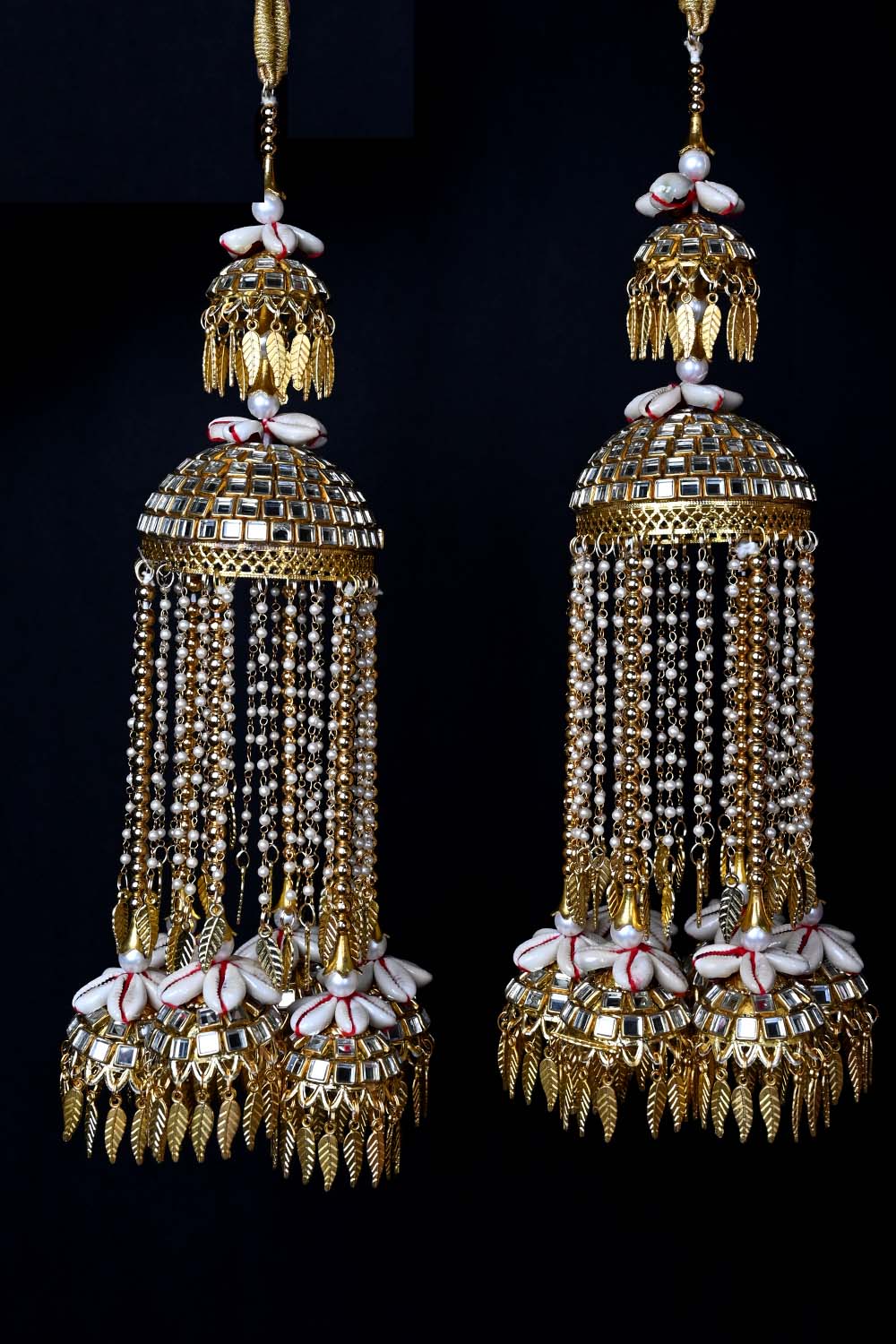 Aradhna Pearl Hanging Kalire With Kodi And Carved Leaves - qivii