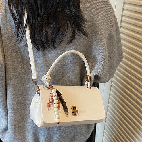 Women’s Lumière Mini Flap Bag – Glossy Waxed PU Leather, Metallic Lock Chain Shoulder & Crossbody Bag