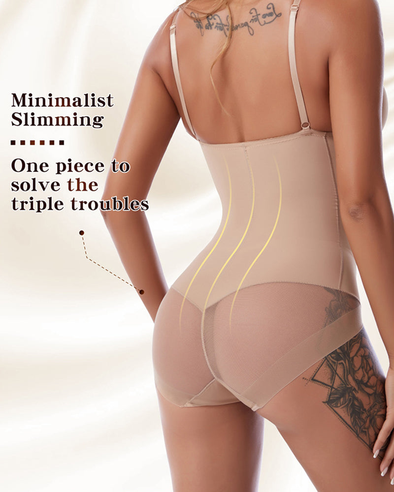 Breast Push Up Butt Lift Bodysuit Shapewear With Bra - By Qivii