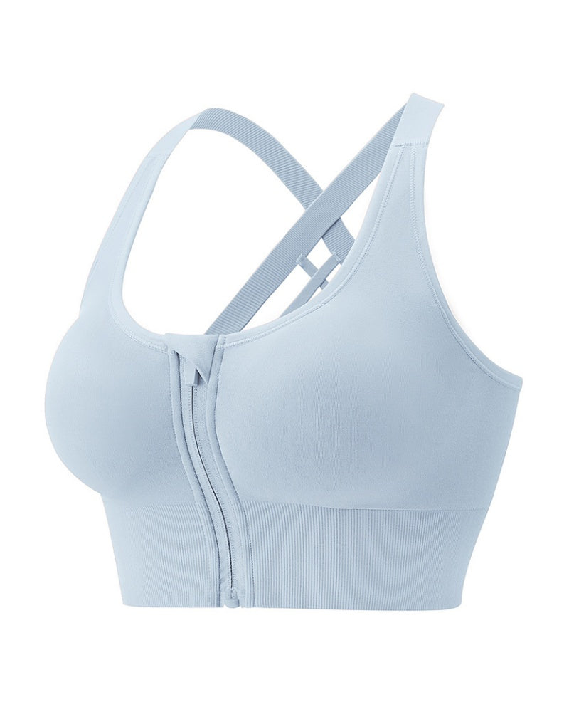 Shockproof Push Up Anti Sagging Sports Bra With Front Zipper for Women