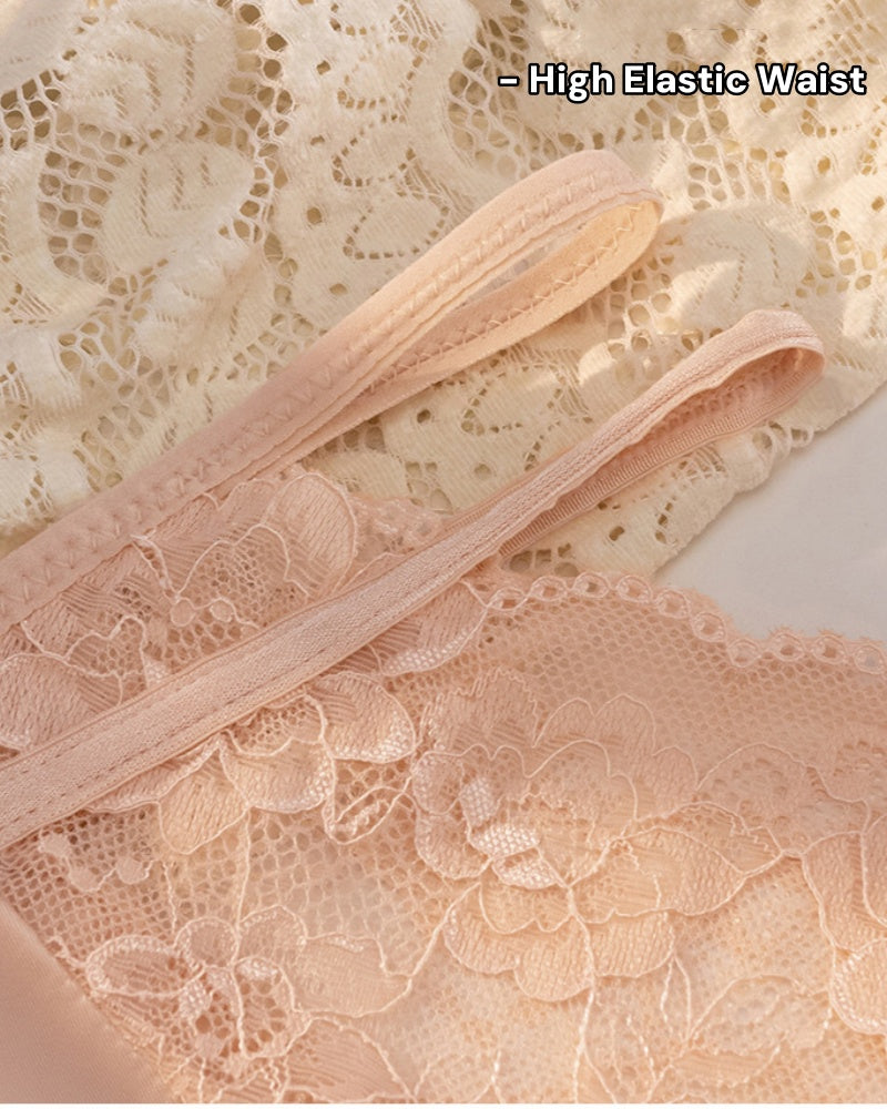 Sexy Ice Silk Lace High Waist Tummy Control Panties - By Qivii
