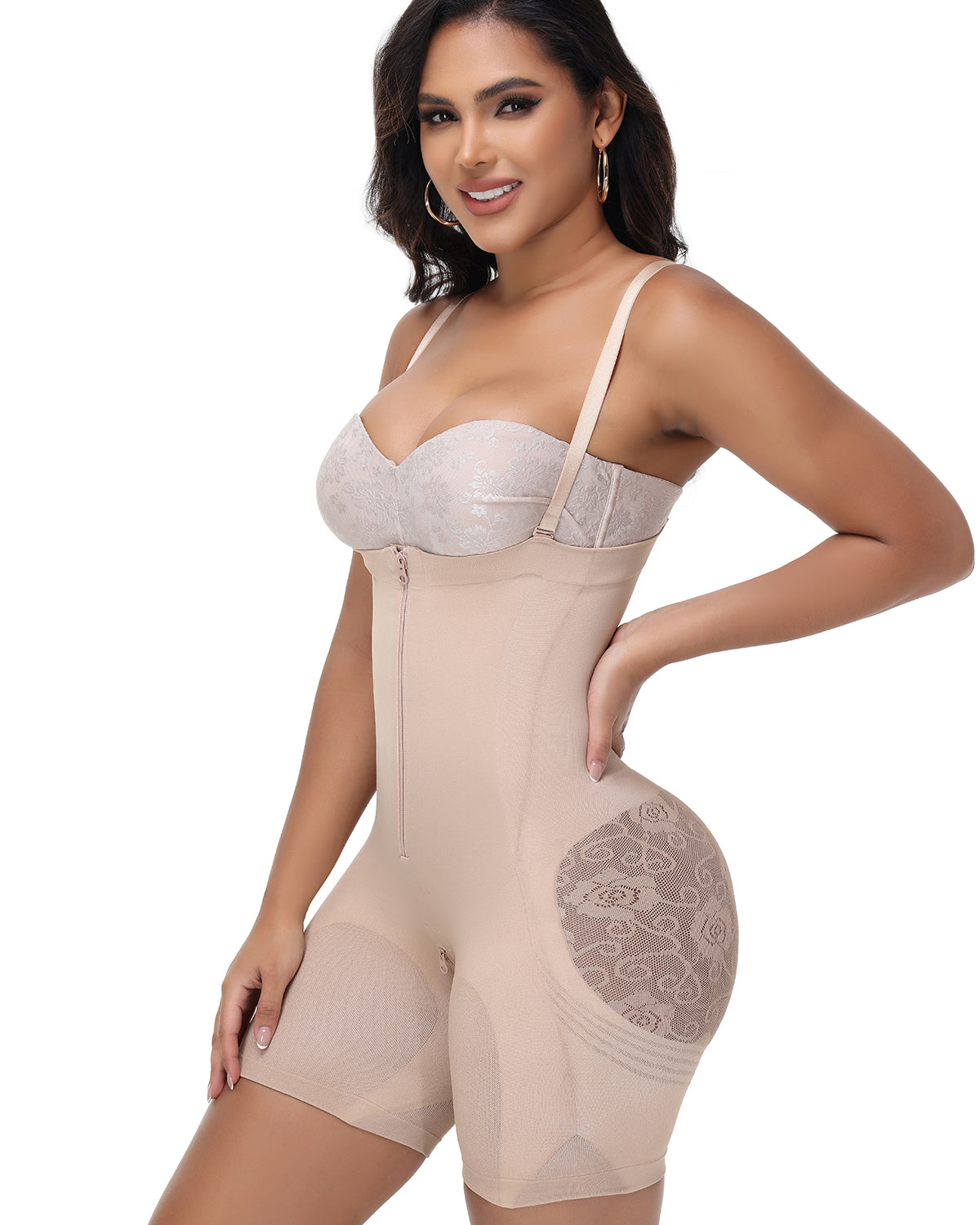 Shapshe® Hip Mesh High Waisted Faja Shaping Shorts with Zip Closure for Women
