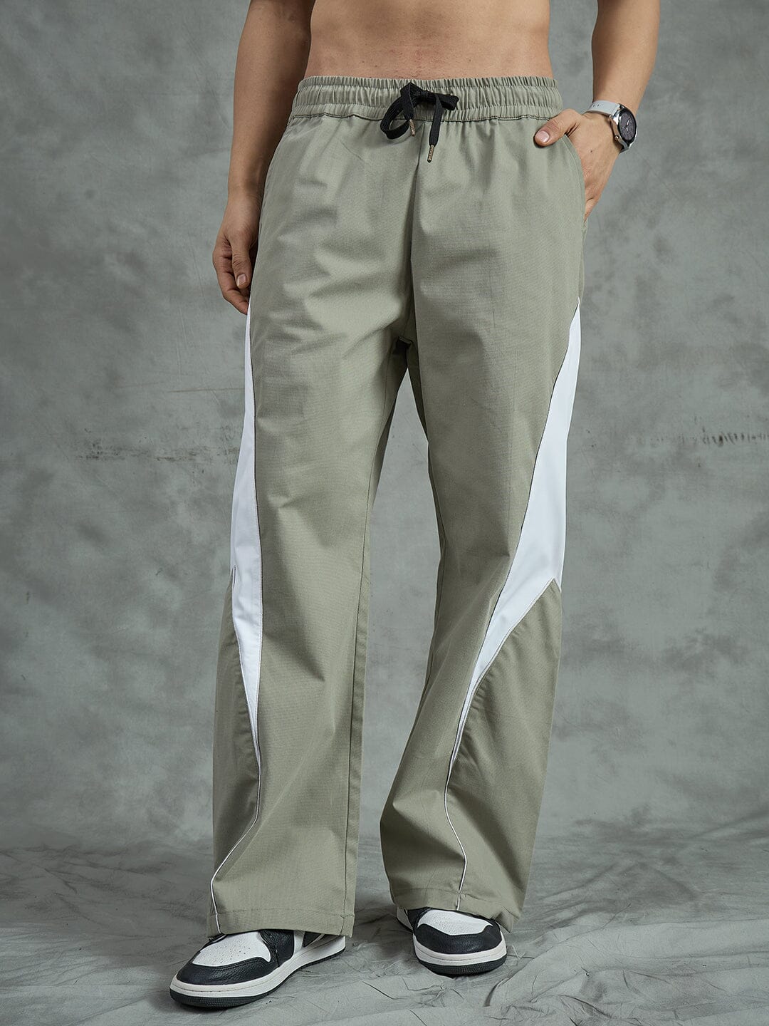 Sage Green Cut And Sew Trackpants