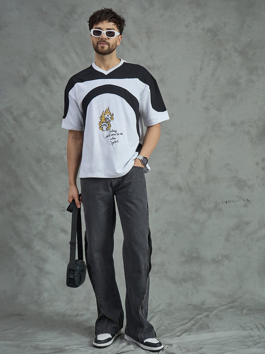 White Cut and Sew Embroidered T-Shirt