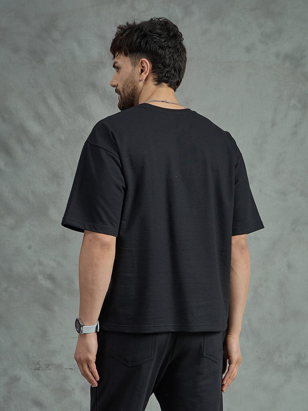 Black Rose Embroidery Oversized Tee