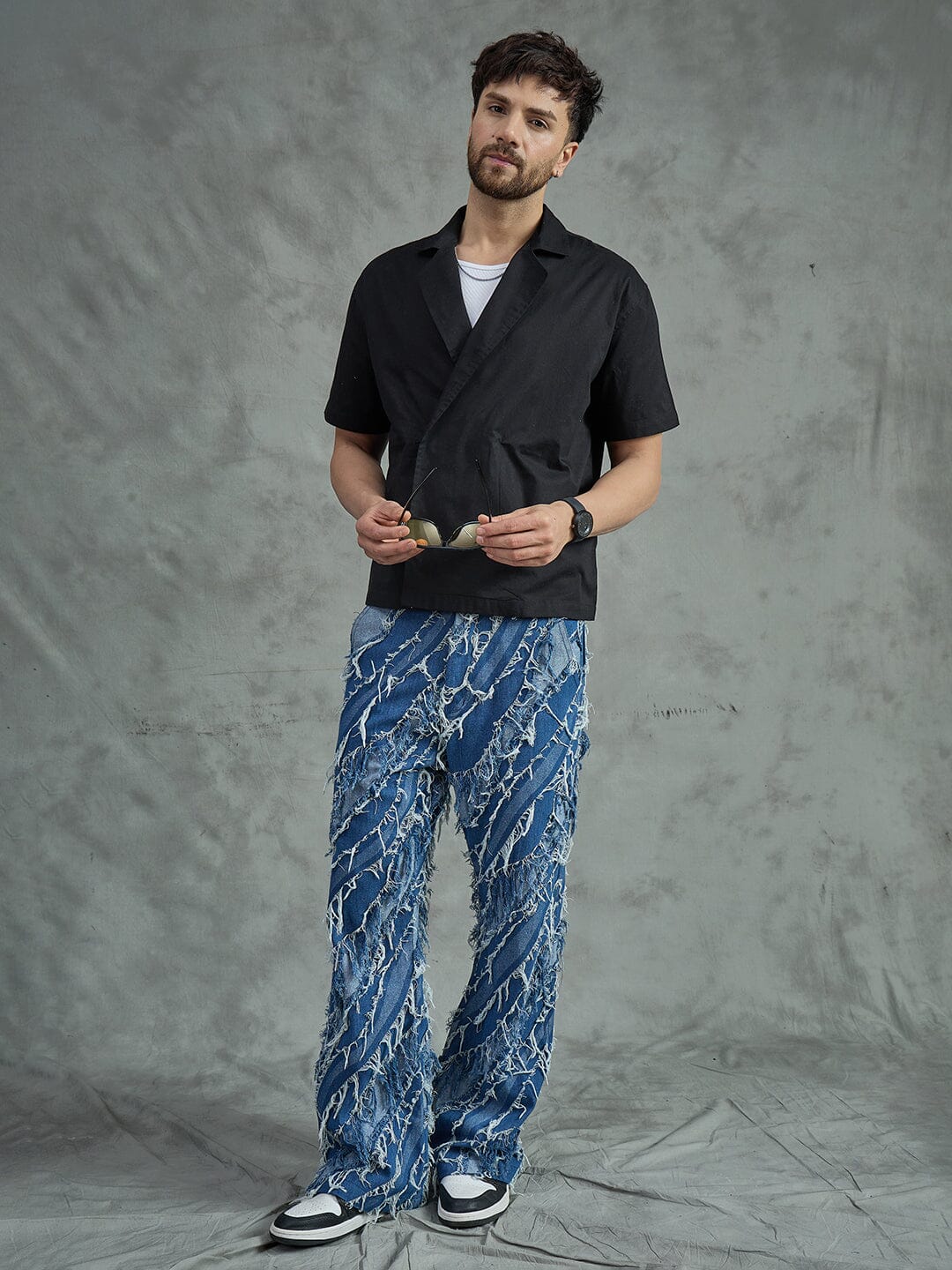 Black Korean Style Unibutton Cuban Shirt
