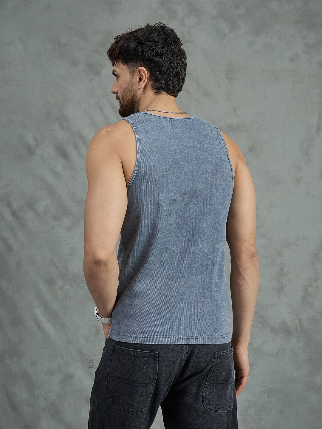 Cement Dyed Ribbed Vest