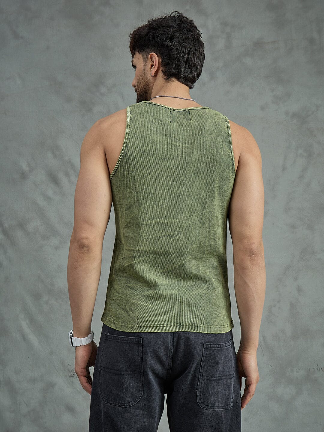 Green Acid Ribbed Vest