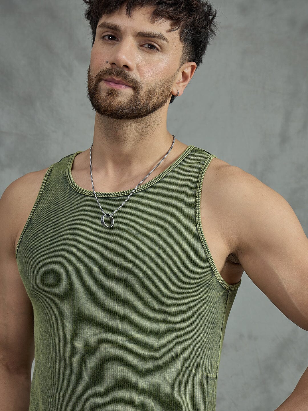 Green Acid Ribbed Vest
