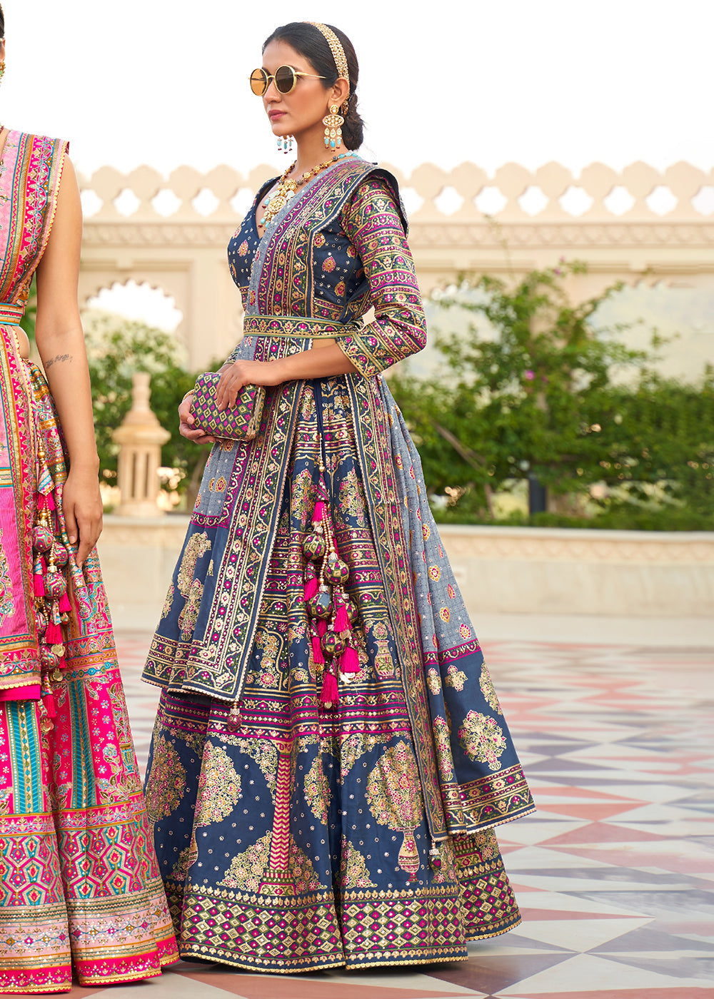 Purple & Pink Ready to Wear Designer Silk Lehenga Choli with Sparkle & Mirror work | Ready To Wear - qivii