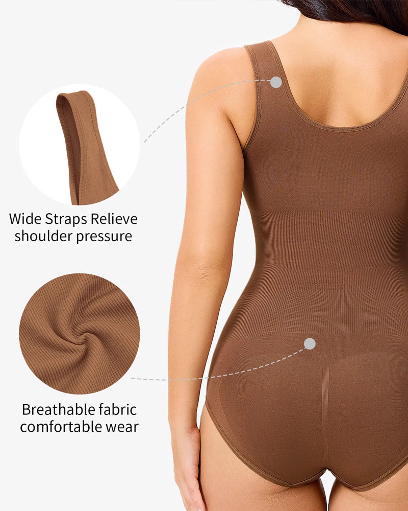 Women's Seamless Round Neck Tummy Control Briefs Bodysuit