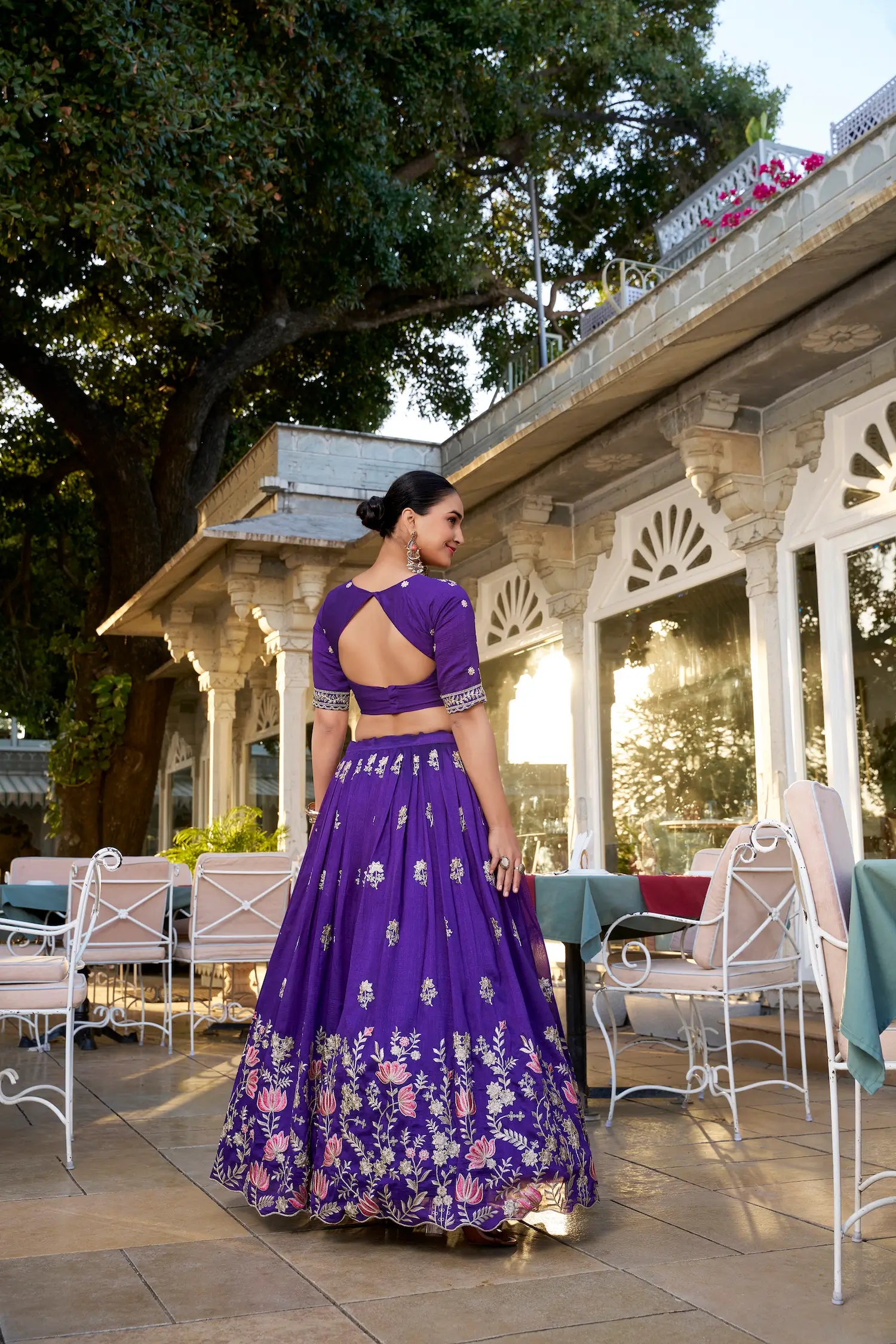 Purple Vichitra Silk Lehenga Choli With Sequins & Thread Embroidery Work | Ready To Wear - qivii
