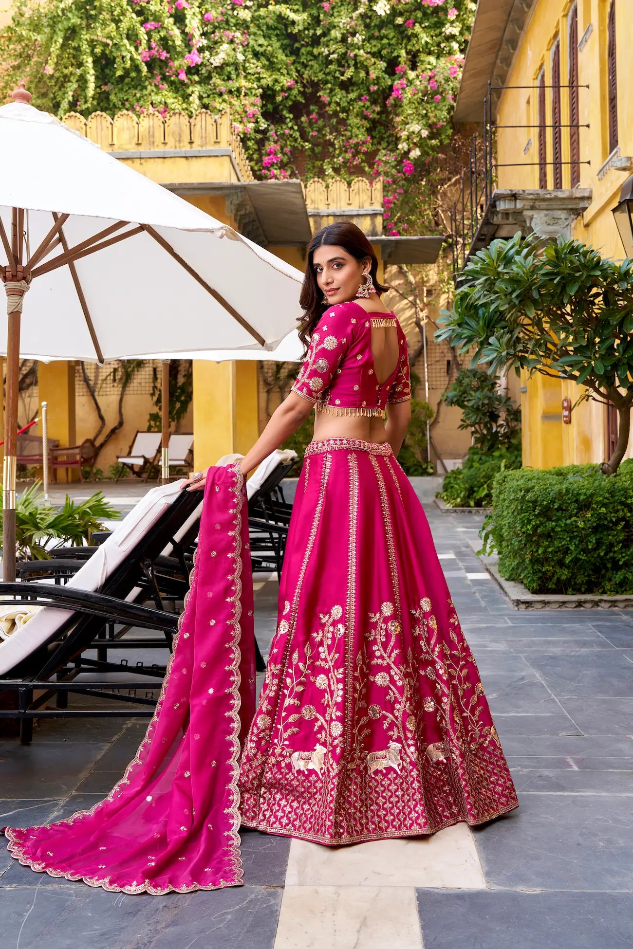 Rani Pink Silk Embroidered Lehenga Choli
