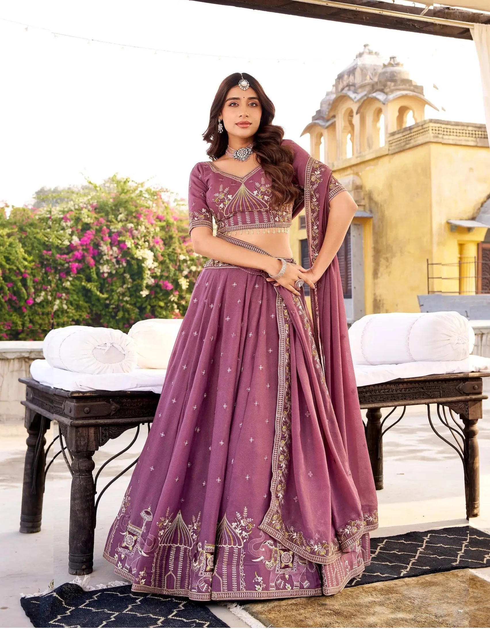 Lavender Chocolate Crush Embroidery Lehenga Choli