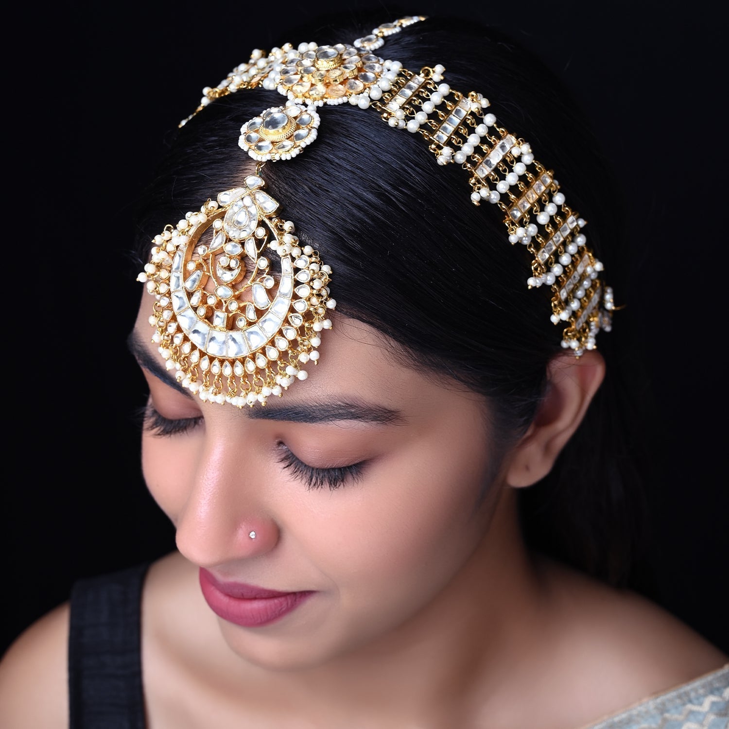 Sona Pachi Kundan Sheeshpatti With Teeka - qivii