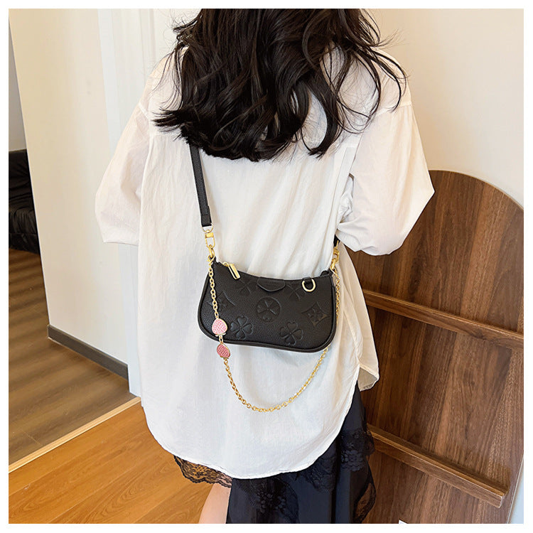 Women's Heritage Print Satchel – Mini Convertible Mahjong Bag with Artisan Monogram & Chain Strap